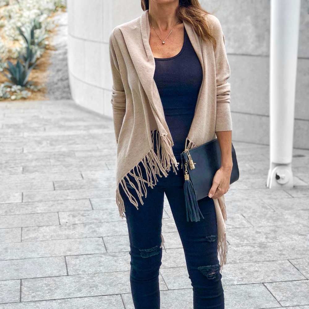 LAST1 - FRINGE CARDI - Oatmeal - Picture 4 of 6
